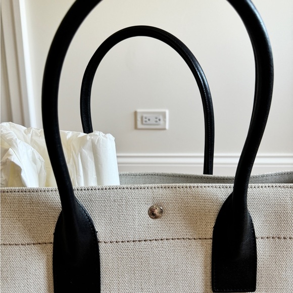 YSL Rive Gauche Canvas Tote in White Linen - Picture 12 of 14